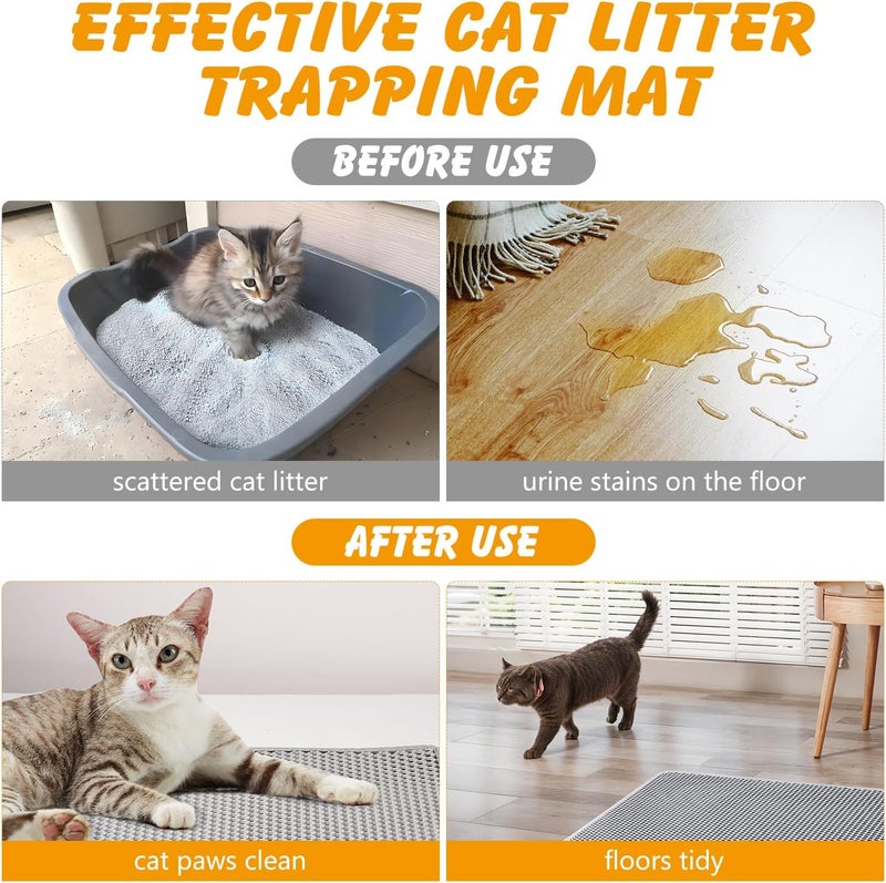 ondware Store Large Cat Litter Mat, 46x26 Inch Double Layer Litters Box Mat, Waterproof Cat Mat for Litter Box(Gray) - Image 5